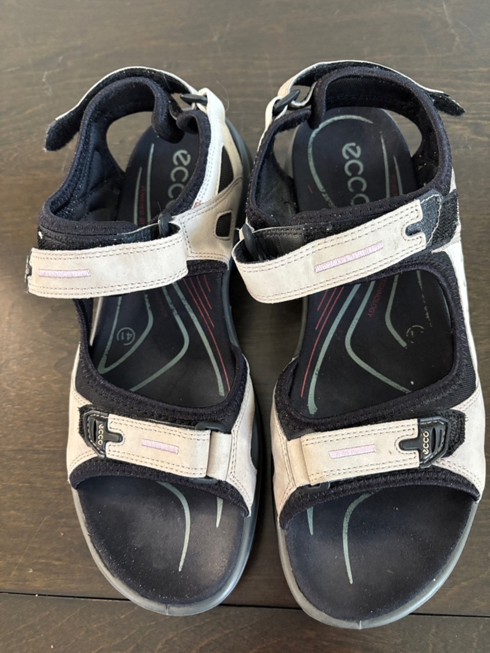 Ecco Women’s Yucatán Black and Beige Adjustable Strap Sandals EU 41 US 10-10.5